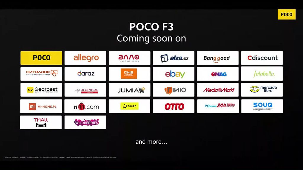 O POCO F3 e o POCO X3 Pro serão vendidos em grandes varejistas como Amazon, AliExpress, Shopee, Mercado Livre e mais (Imagem: Reprodução/XDA Developers)