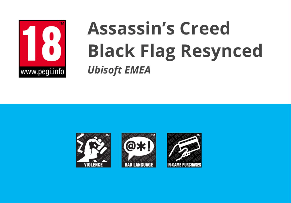 Órgão responsável pela classificação indicativa de produtos europeus divulgou o que pode ser o nome oficial do remake de Assassin's Creed 4: Black Flag (Imagem: PEGI/Divulgação)