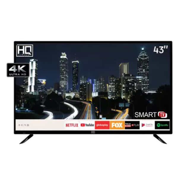 Smart TV LED 43” HQ HQSTV43NY Ultra HD 4K Netflix Youtube 2 HDMI 2 USB Wi-Fi [CUPOM]
