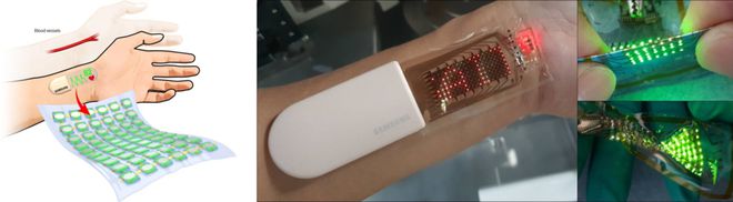 Esquematização e protótipo da tela esticável (Imagem: Divulgação/Samsung)