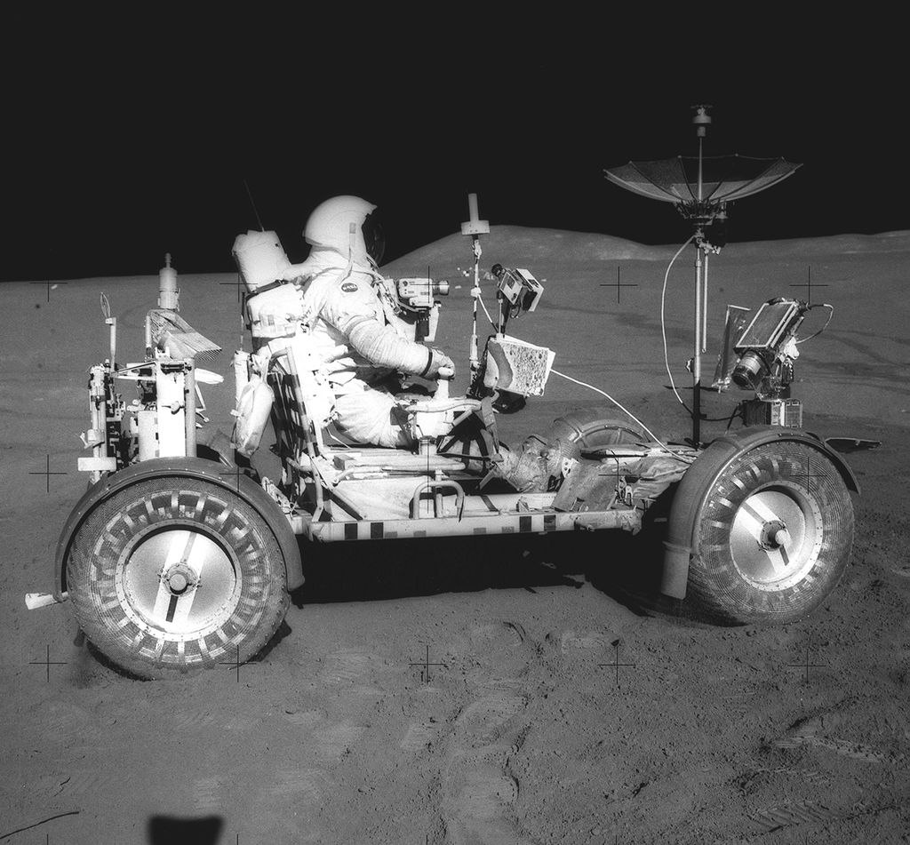 O rover lunar da Apollo 15 já tinha importantes sistemas de localização e segurança (Imagem: Reprodução/NASA)