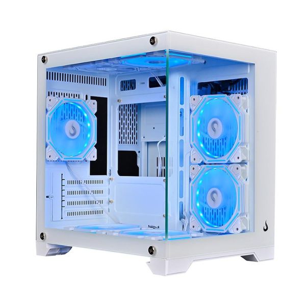 Gabinete Gamer Rise Mode Galaxy Glass M Mini, M-ATX, Lateral e Frontal em Vidro Temperado, Branco | CUPOM