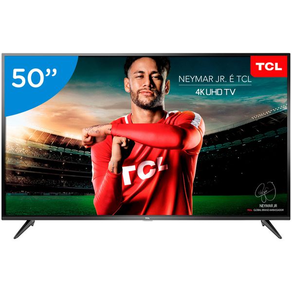 Smart TV LED 50" UHD 4K TCL 50P65US com HDR, Wi-Fi Integrado, Dolby Audio, Design Slim, Entradas HDMI e USB