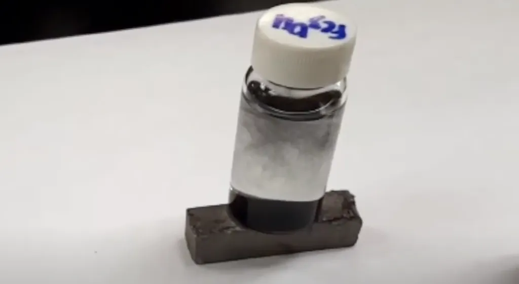 Nanopartículas magnéticas se prendem ao lítio, facilitando sua extração da água (Imagem: Reprodução/PNNL)