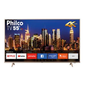 Smart TV LED 55 Pol. Philco PTV55F62SNC Ultra HD/4k Wi-fi Champanhe Conversor Digital Integrado