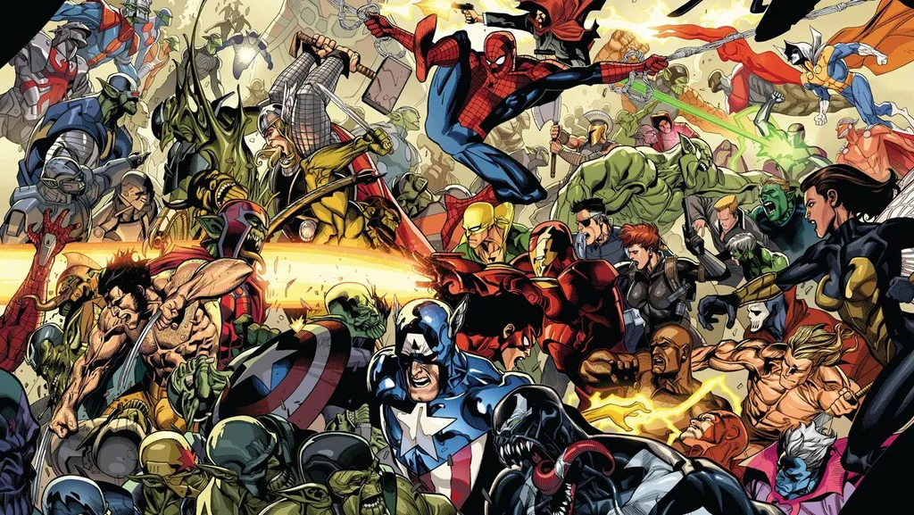 Obviamente, tudo termina em uma mega batalha de página dupla (Imagem: Reprodução/Marvel Comics)