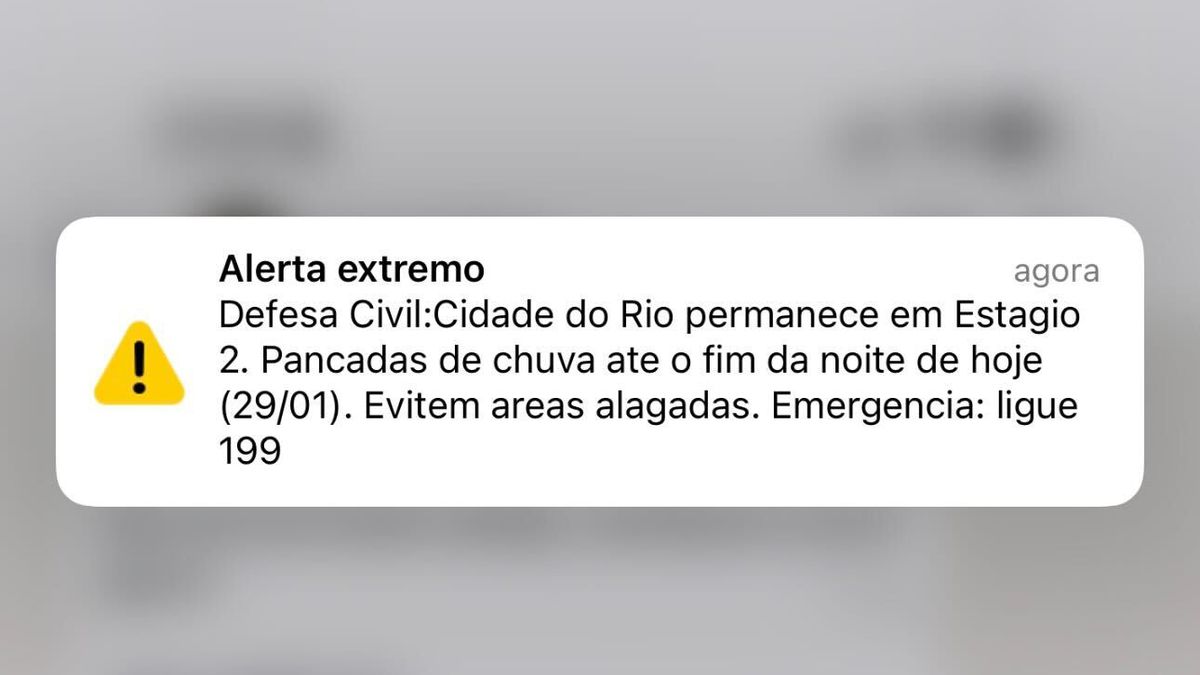 Defesa Civil envia alerta extremo de chuva pela primeira vez no RJ; entenda