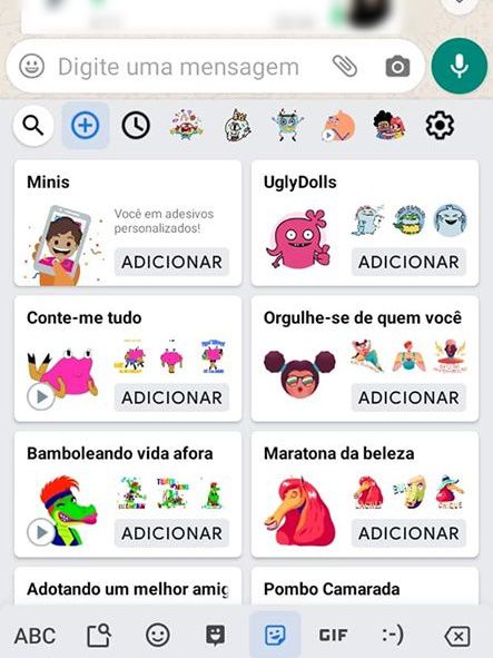 Você também pode baixar packs de figurinhas do próprio Gboard para usar (Captura de tela: Ariane Velasco)