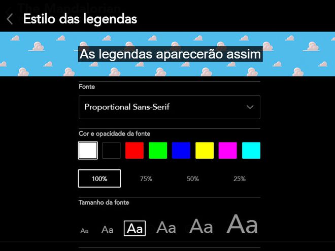 Usuários da versão web podem fazer configurações avançadas da legenda (Captura de tela: Matheus Bigogno)