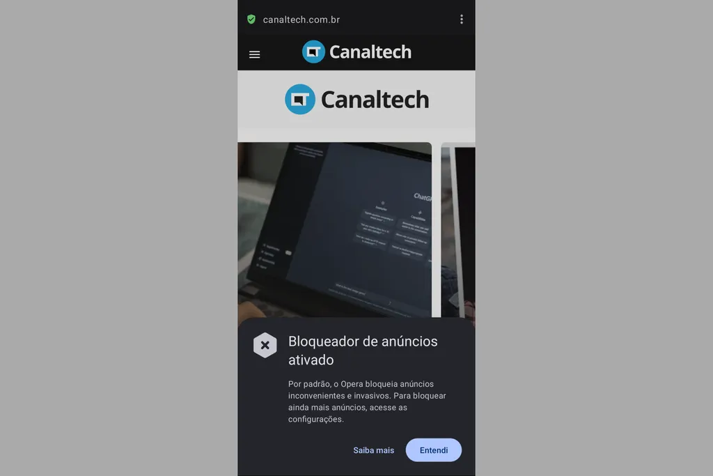 Interface do Opera no Android (Imagem: Captura de tela/Guilherme Haas/Canaltech)