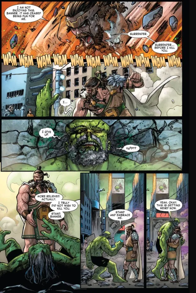 Hércules detona uma das versões mais poderosas do Hulk (Imagem: Reprodução/Marvel Comics)