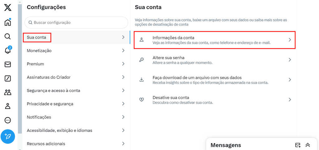 É possível alterar as informações da conta para menor de 18 anos para bloquear conteúdos impróprios (Imagem: Captura de tela/Guilherme Haas/Canaltech)