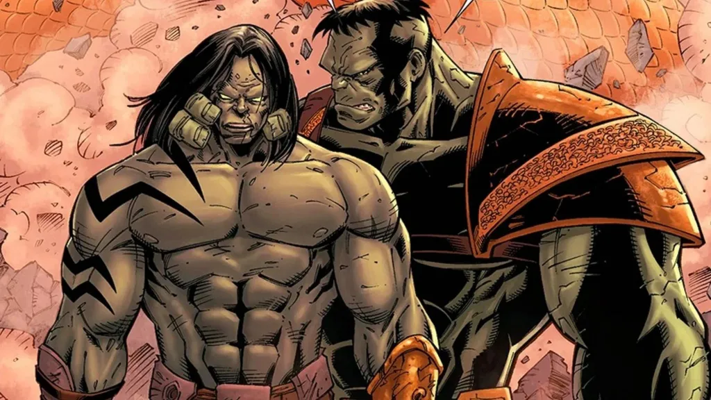 Como toda família saudável, Skaar e Hulk começando sua relação quebrando tudo até que finalmente possam se entender (Imagem: Reprodução/Marvel Comics)