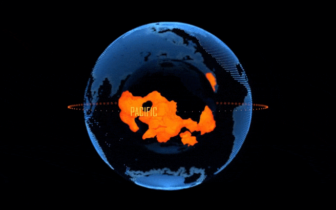Representação computacional baseada em dados de sismógrafos das densas bolhas no manto terrestre (Imagem: Reprodução/Quanta Magazine)