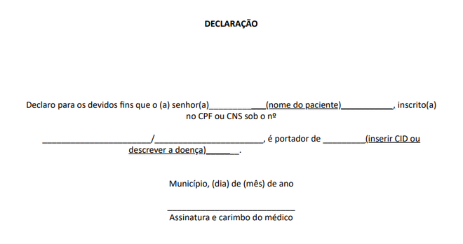 Saúde divulga modelo para declaração médica de comorbidade (Imagem: Reprodução/Ministério da Saúde)