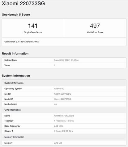 Redmi A1 Geekbench