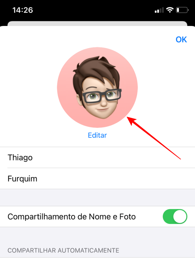 Toque na foto de perfil para escolher as opções disponíveis - Captura de tela: Thiago Furquim (Canaltech)