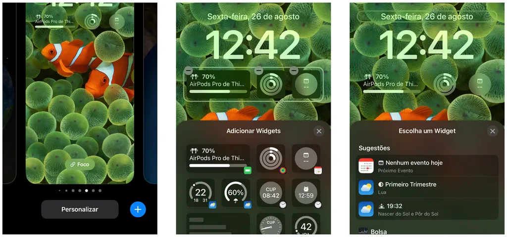 Adicione widgets na tela de bloqueio pelo iOS 16 no iPhone (Captura de tela: Thiago Furquim/Canaltech)