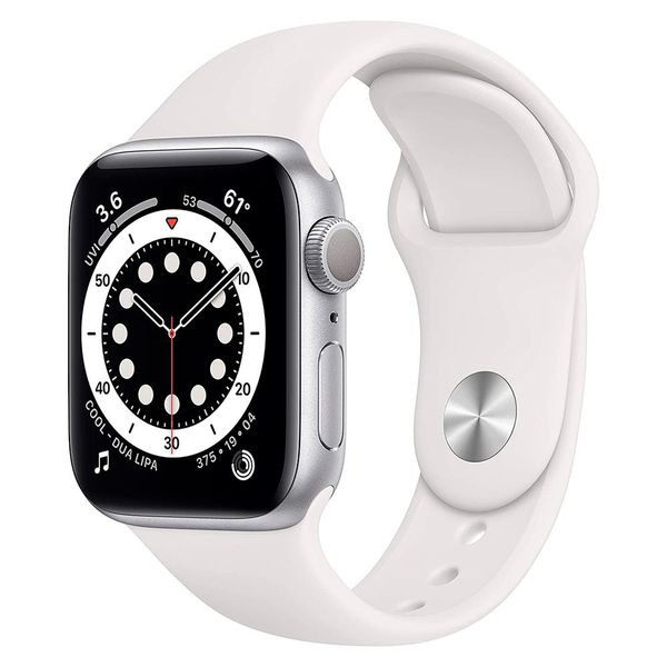 Apple Watch SE 44mm GPS com Case de Alumínio Silver e Sport Band White - MYDQ2LL/A