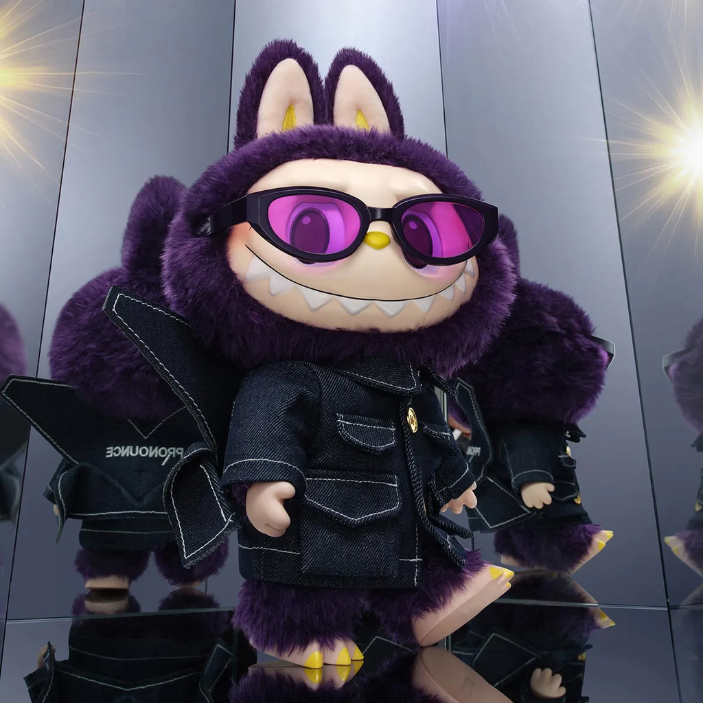 Digna de uma passarela, essa Labubu em parceria com a Pronounce vem usando roupas da moda e cheia de estilo (Imagem: Pop Mart/Divulgação)