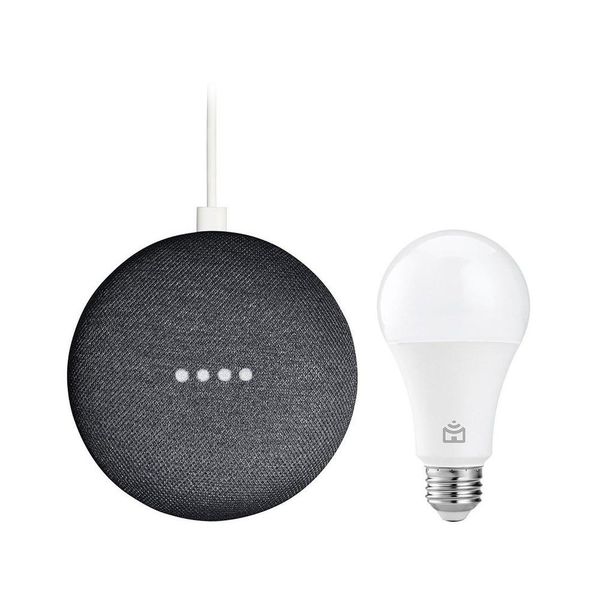 Nest Mini 2ª geração Smart Speaker com Google - Assistente Carvão + Lâmpada Inteligente Positivo