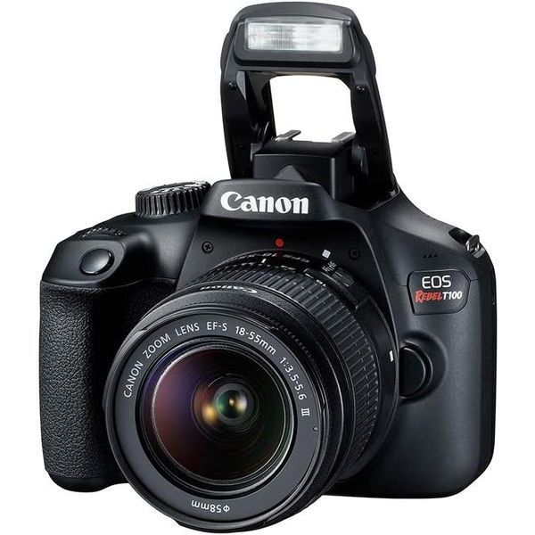 Kit Câmera Digital Canon EOS Rebel T100 Premium Kit com Lente EF-S 18-55mm + EF-S 55-250mm Preto