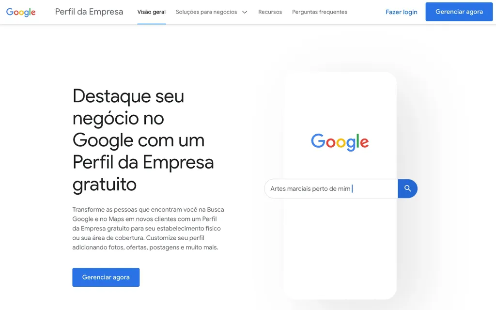 Perfil da Empresa é plataforma do Google para anunciar no Google Maps (Captura de tela: Caio Carvalho)