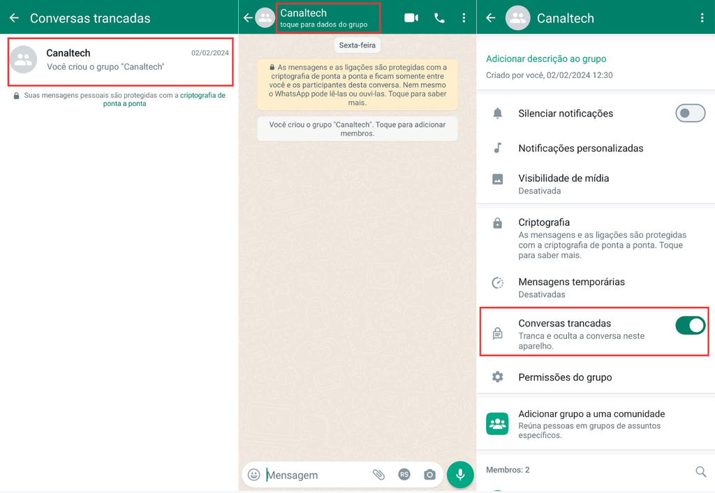 Como tirar a senha de conversas do WhatsApp (Imagem: Captura de tela/Bruno De Blasi/Canaltech)