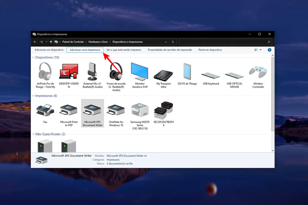 Adicione novamente o drive de impressora no Windows (Captura de tela: Thiago Furquim/Canaltech)