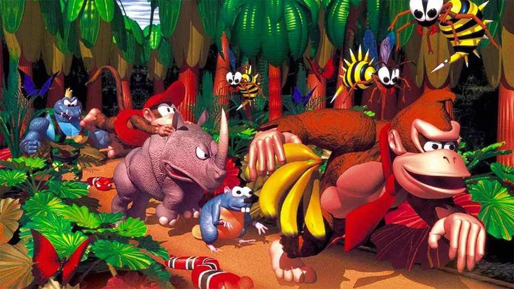 Donkey Kong Country estreou uma tecnologia de compressão que permitia emular o efeito 3D no SNES (Imagem: Reprodução/Nintendo)