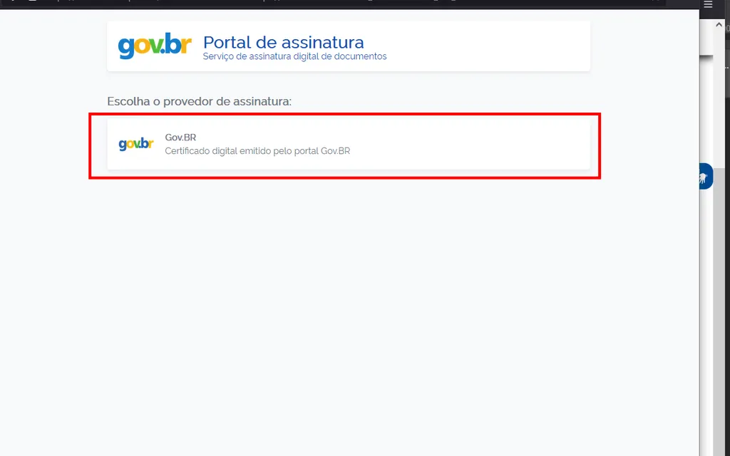 O portal Gov.br disponibiliza um certificado digital próprio (Captura de tela: André Magalhães)