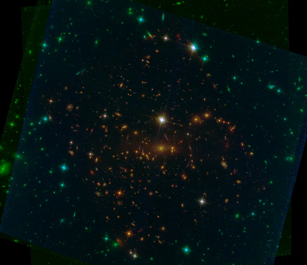 A região SMACS J0723.3-7327 fotografada pelo telescópio Hubble, sem pós-processamento de imagem (Imagem: Reprodução/NASA/ESA/HST)