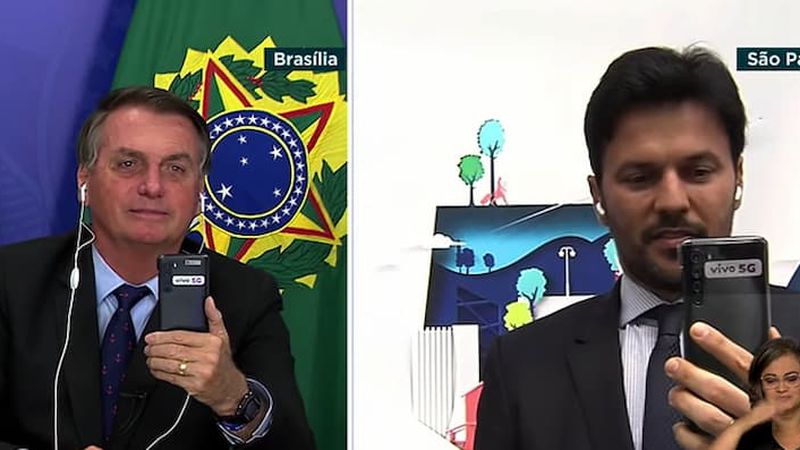 Jair Bolsonaro e Fábio Faria fazem 1ª videochamada com 5G "puro" do Brasil  - Canaltech