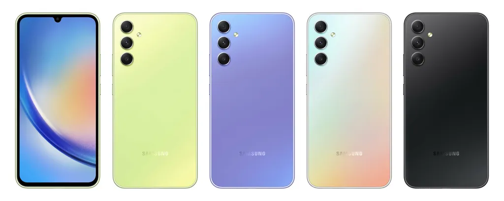 Galaxy A34 5G e suas quatro opções de cores (Imagem: Reprodução/WinFuture)