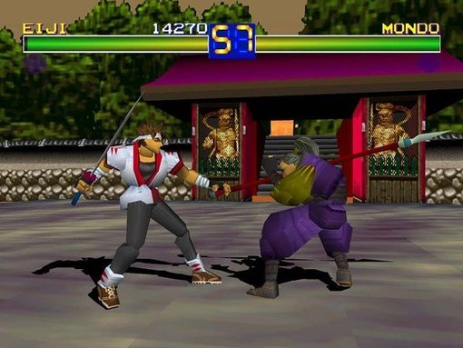 Battle Arena Toshinden, que lançou junto com o PlayStation, é o primeiro jogo de luta totalmente em 3D lançado para consoles (Imagem: Alvanista)