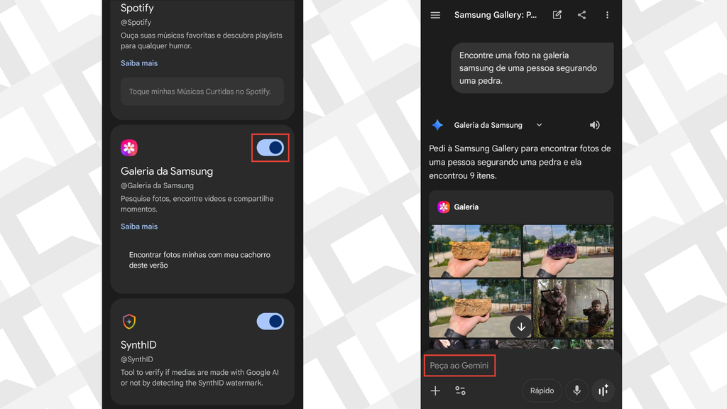 Passos para conectar Galeria do Samsung no Gemini