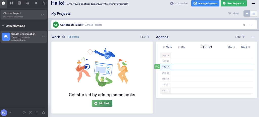 Você pode usar o Wrike para gerenciar tarefas e acompanhar o trabalho de outros membros da equipe (Imagem: Captura de tela/Fabrício Calixto/Canaltech)