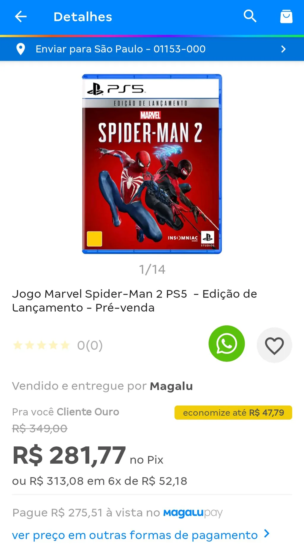 Jogo Marvel's Spider-Man 2: PS5 Lançamento