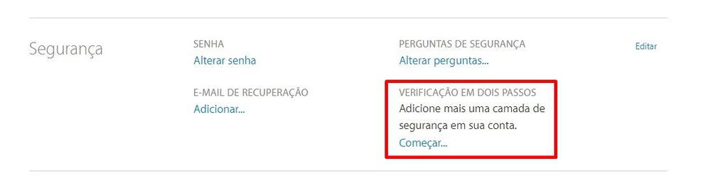Verificação duas etapas iOS Verificação duas etapas iOS