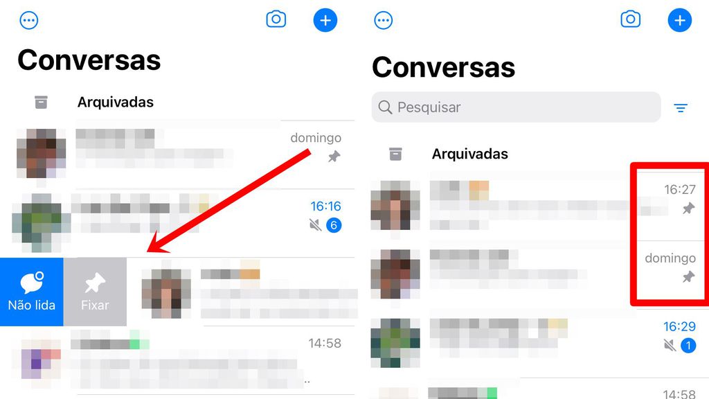 Conversas fixadas no WhatsApp vão para o topo da janela do app, acima das outras notificações de chat (Imagem: Captura de tela/Felipe Demartini/Canaltech)