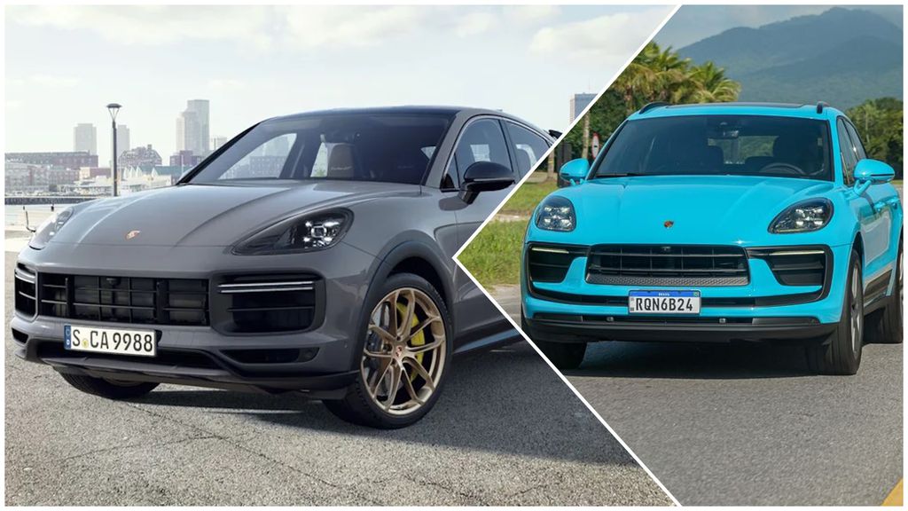 Cayenne (à esquerda) e Macan: dois SUVs que ajudaram a Porsche a se manter em alta (Imagens: Divulgação/Porsche)