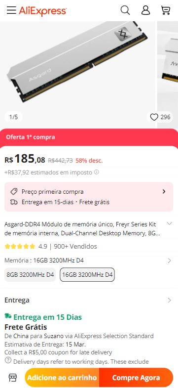 Memória RAM DD4 Asgard 16GB | INTERNACIONAL - Canaltech Ofertas