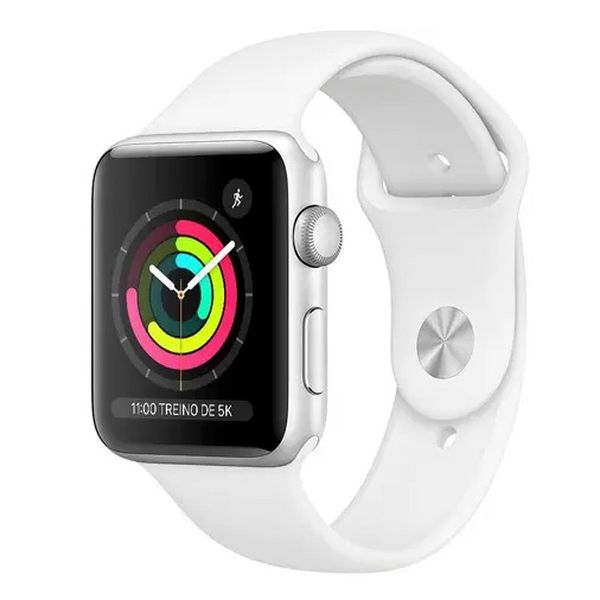 Apple Watch Series 3 (GPS) 42mm Caixa Prateada - Alumínio Pulseira Esportiva Branca