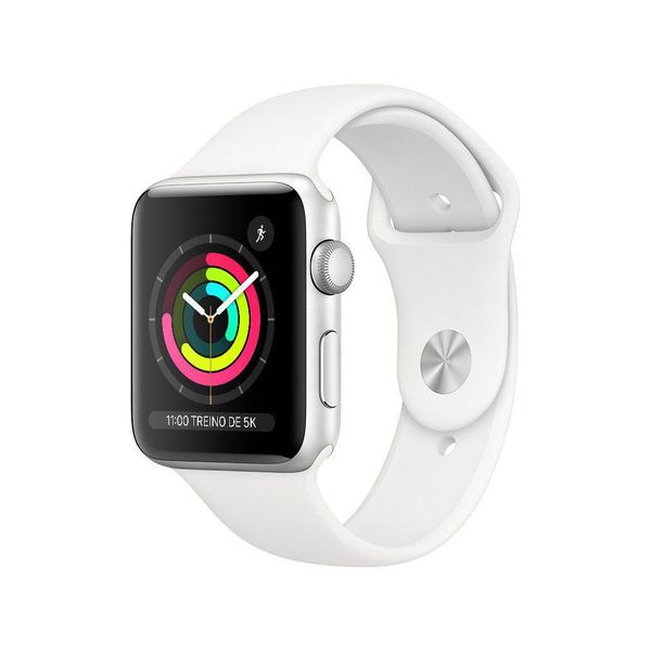 Apple Watch Series 3 (GPS) 42mm Caixa Prateada - Alumínio Pulseira Esportiva Branca [À VISTA]