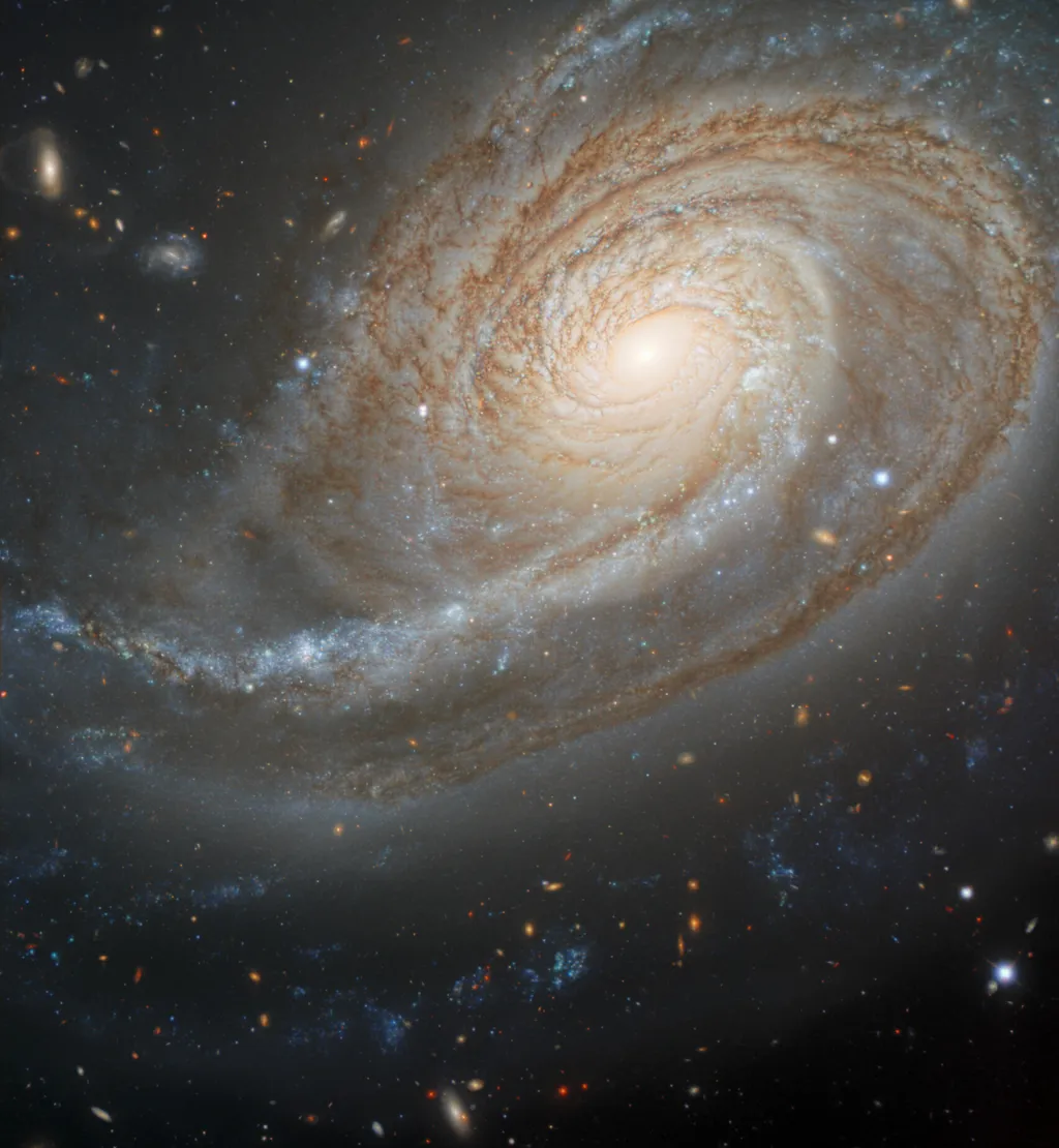 A galáxia Arp 78 ficou com um braço distorcido após interações gravitacionais (Imagem: Reprodução/International Gemini Observatory / NOIRLab / NSF / AURA/T.A. Rector (Univ. Alaska Anchorage), J. Miller (Gemini Observatory/NOIRLab), M. Zamani & D. de Martin)