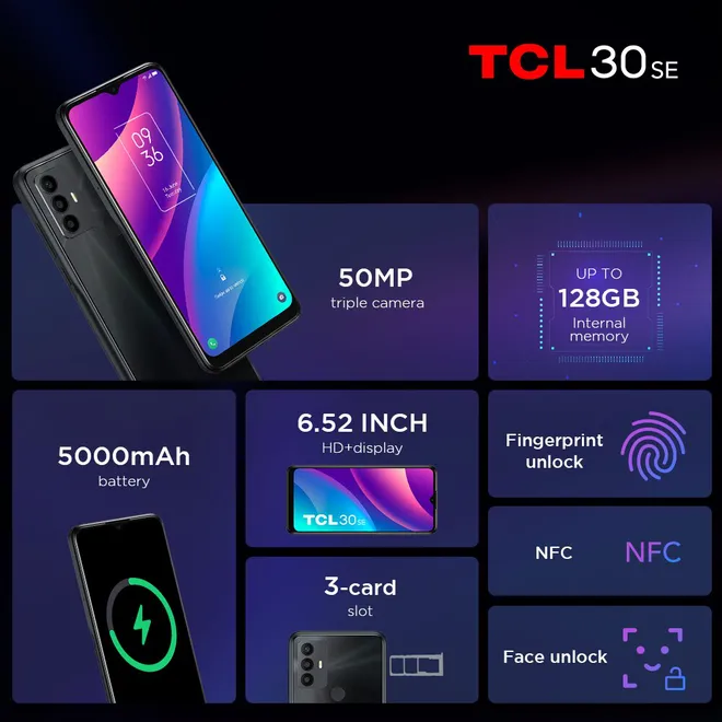 TCL 30 SE oferece diversos recursos básicos por preços relativamente acessível (Imagem: Divulgação/TCL)