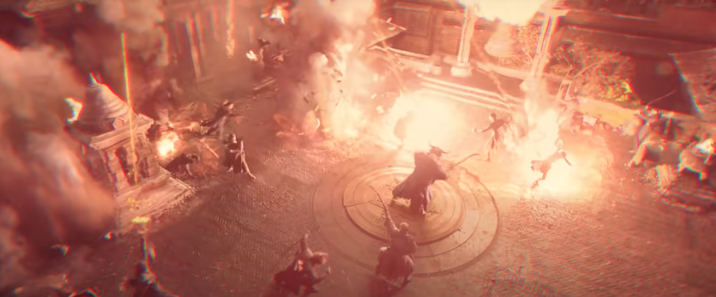 Suposto ataque a Kamar Taj aparece no trailer, com direito a feiticeiros morrendo e minotauro Rintrah no centro da tela (Imagem: Reprodução/Marvel Studios)