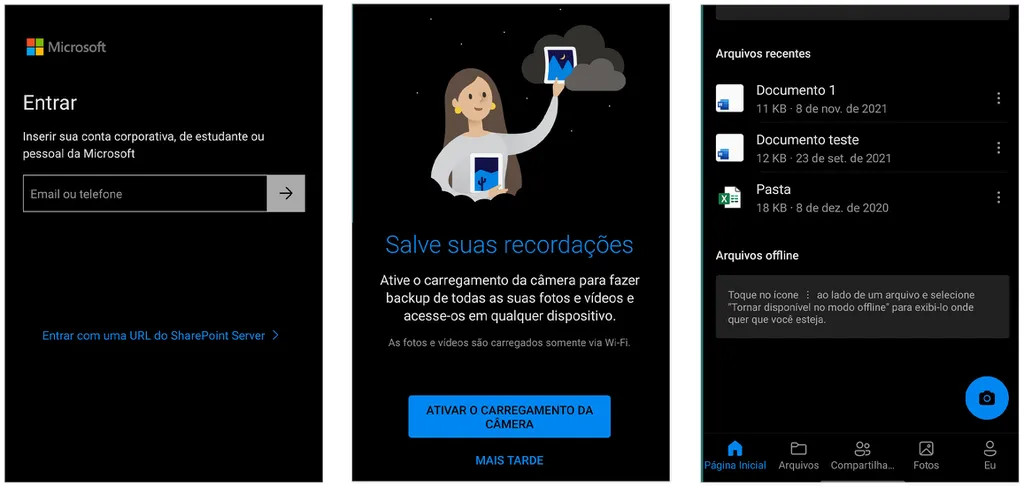 Saiba como acessar o OneDrive pelo celular (Captura de tela: André Magalhães)