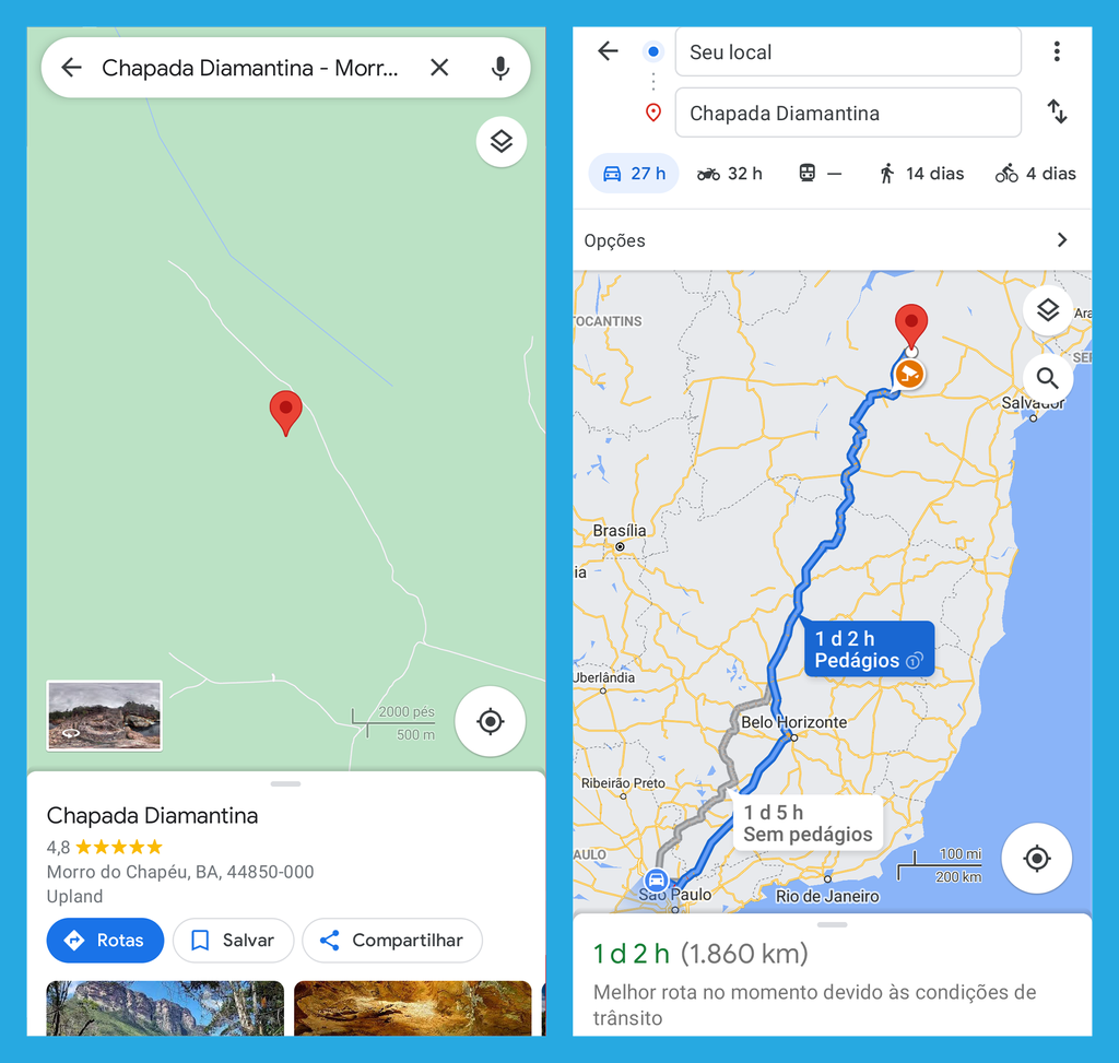 App pode ser usado para traçar rotas e pesquisar por locais (Imagem: André Magalhães/Captura de tela)