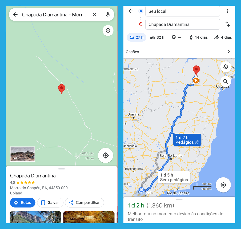 Use o Maps para suas navegações por GPS (Imagem: André Magalhães/Captura de tela)